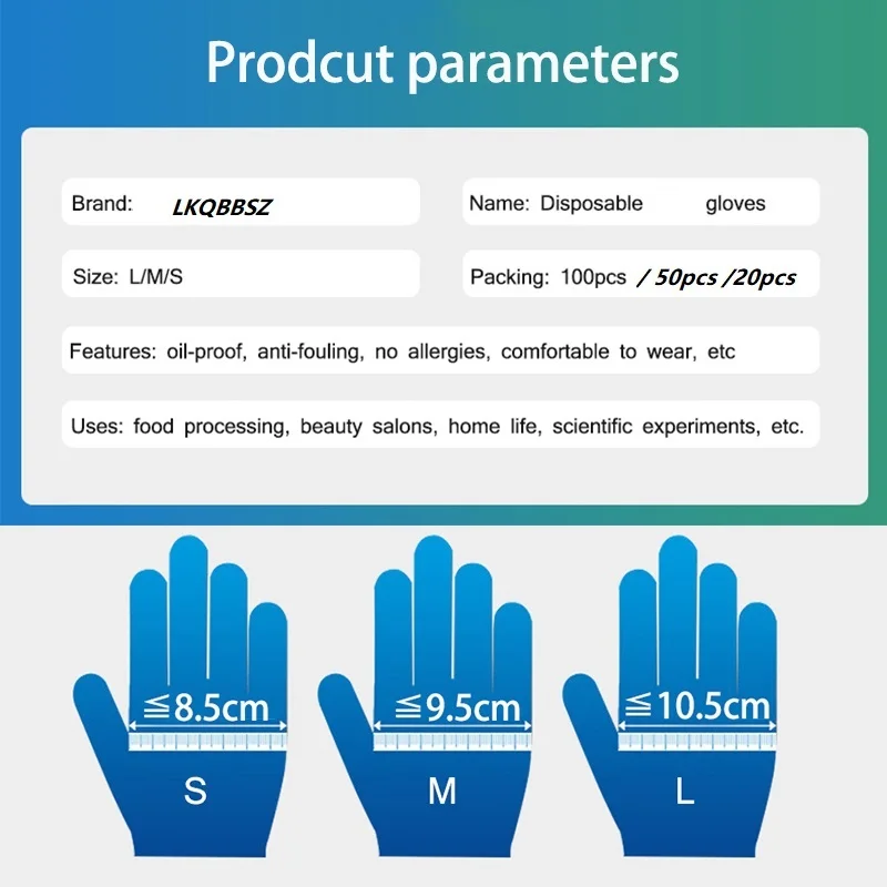 

100 Pcs/20pcs Disposable Gloves For Home Cleaning /Food/Garden Gloves Universal For Left and Right Hand