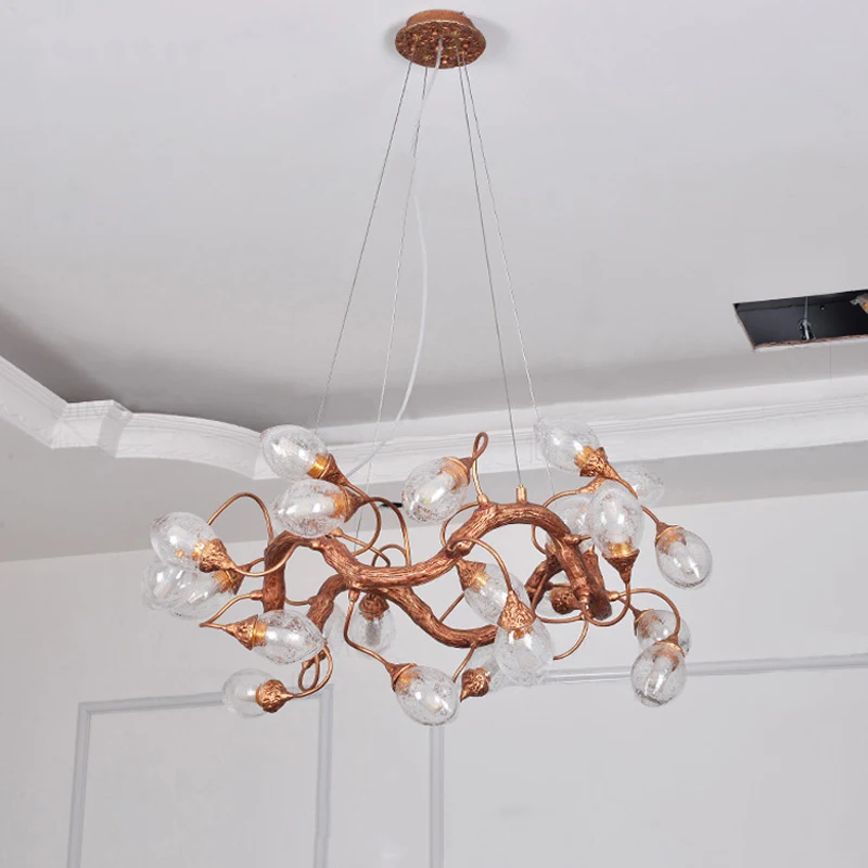 Современный декор дома светодиодный Люстра Освещение овал Стекло Медь Ресторан