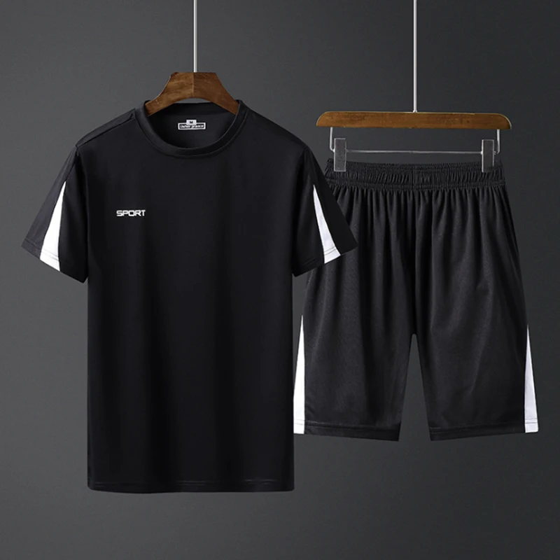 

2021 New Young Breathable Casual Suit Summer Fitness Quick Drying Climbing Sleeve Sport Set Running Spring Big Yards 5XL 110KG