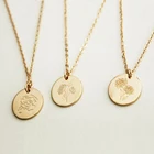 Цепочка с кулоном из нержавеющей стали, с цветочным рисунком, персонализированный подарок на день рождения