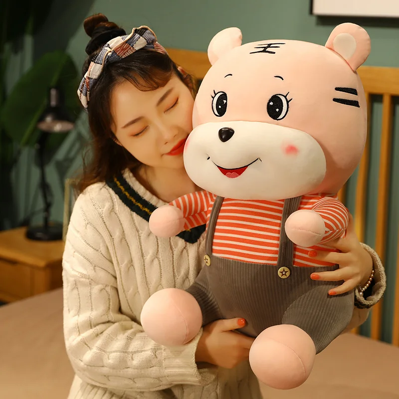 23-50 см милый Счастливый тигр с комбинезоном плюшевая кукла Мягкая Милая подушка в