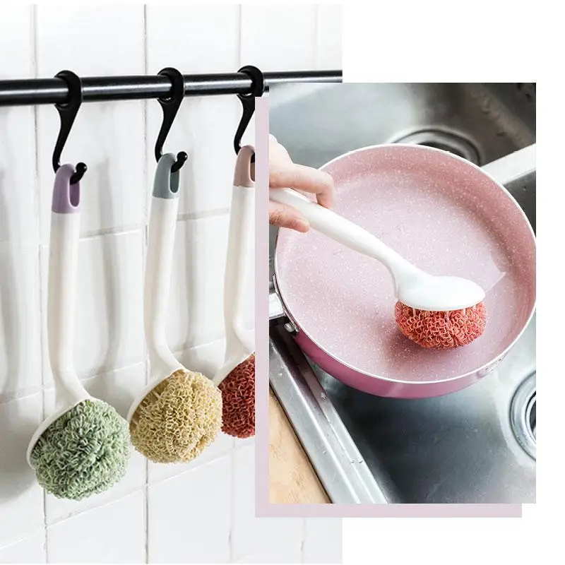

1/3/6pcs Creative Nano Bamboo Fiber Cleaning Ball Strong Cleaning Multifunction Kitchenware Pot Labor Saving Washing Brushes