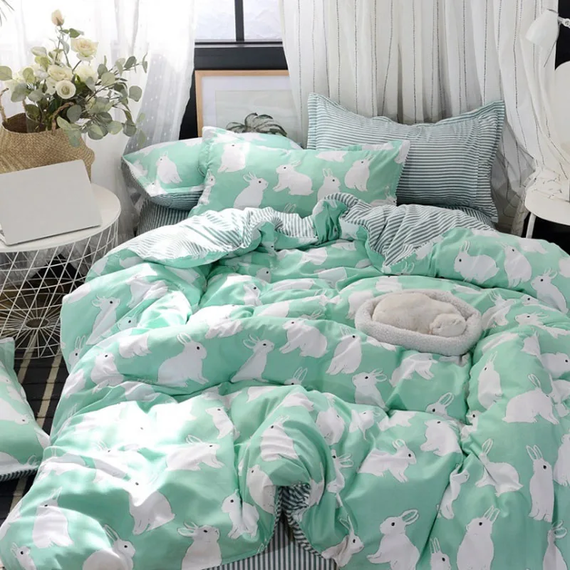 

Home Textiles Bedding Sets Home Bedding Duvet Cover Flat Sheet Skin-Friendly Aloe Cotton 3/4PCS Quilt Cover Sheet Pillowcases