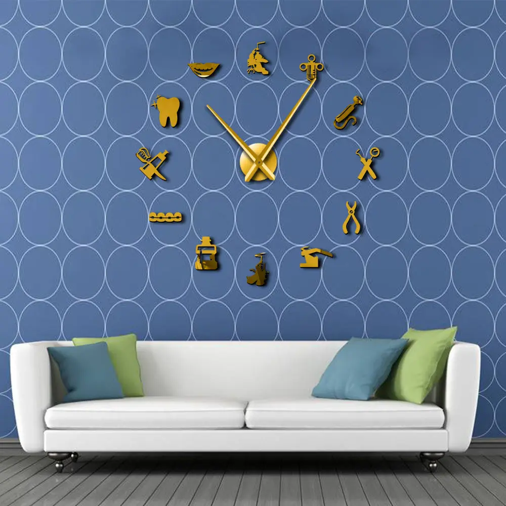 

Dentist DIY Giant Wall Clock Dental Doctor Oversized Wall Clock Big Needle Mirror Dentist Office Decor Dentist Gift Doctor Art