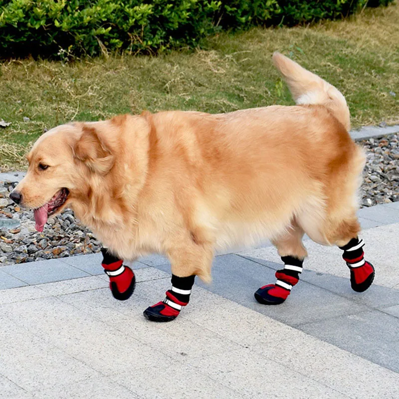 

4pcs Anti-Slipping Dog Shoes Golden Retriever Caucasus Husky Other Large Winter Waterproof Non-Slip Dog Pet Shoes Pet Accersory