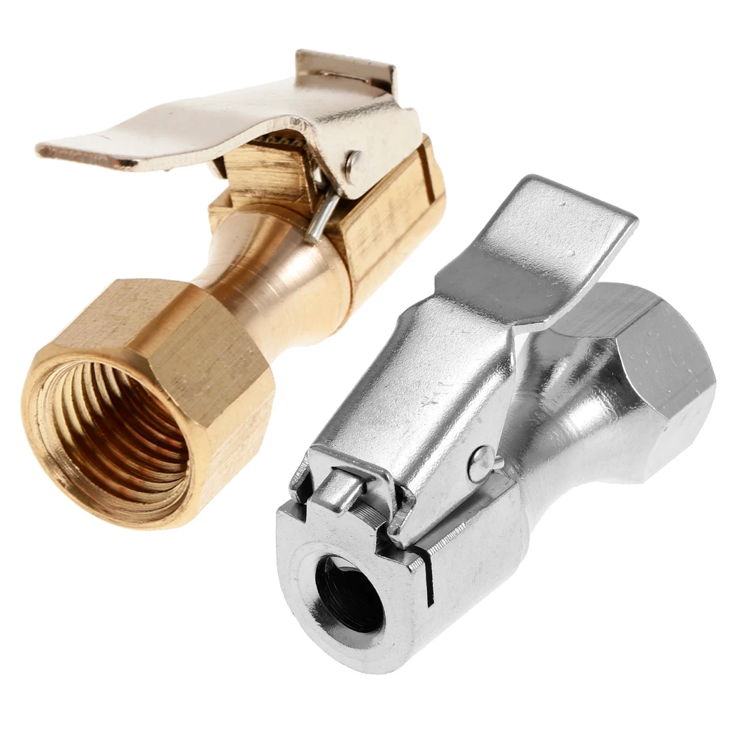 2 Pieces 1/4&quot NPT Brass Lock-on Tire Inflator Female Air Chuck with Clips |