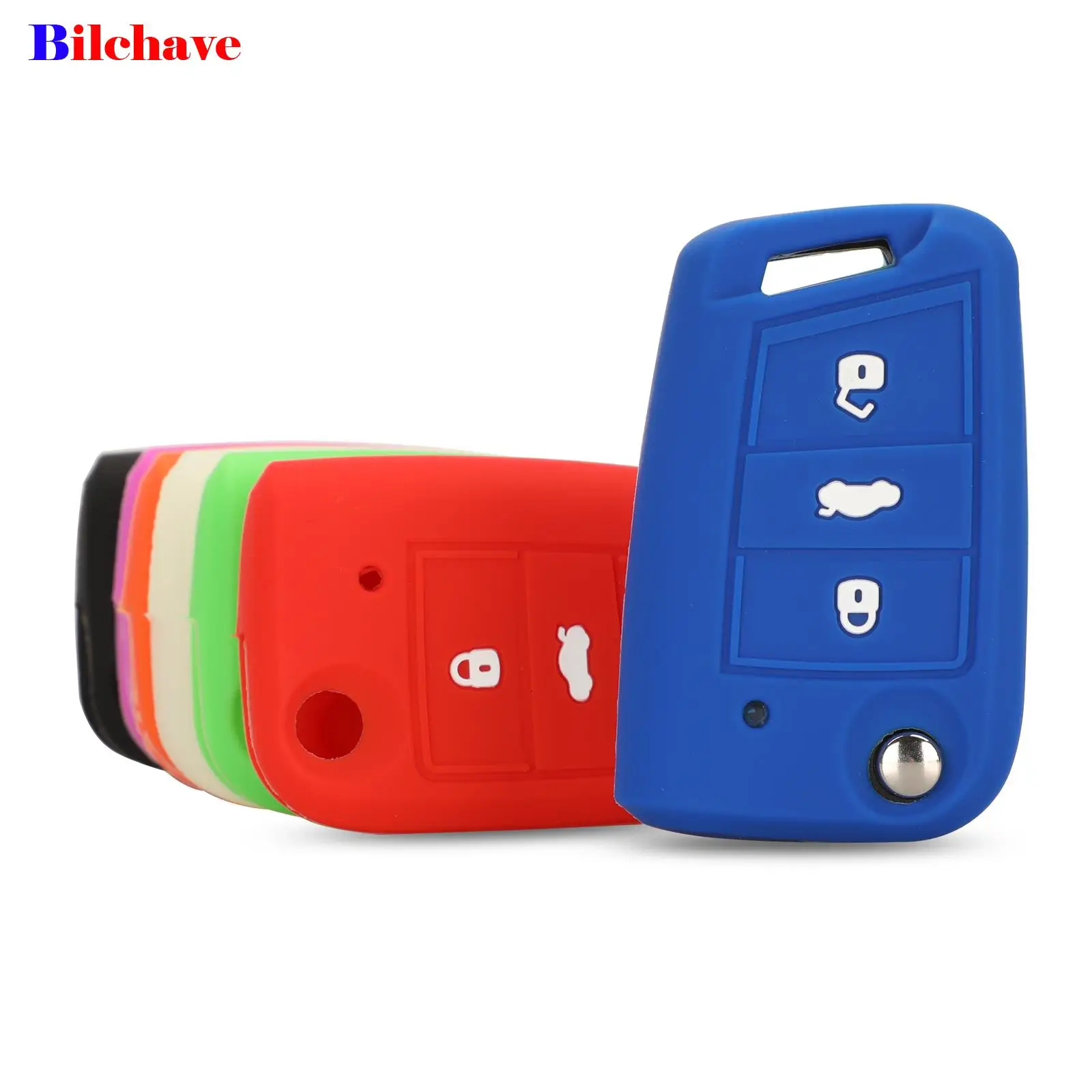 

Bilchave 3 Buttons Silicone Smart Remote Car Key Case Cover For VW Golf Skoda Octavla /Combl Seat Leon /Ibiza /Cuotra Polo