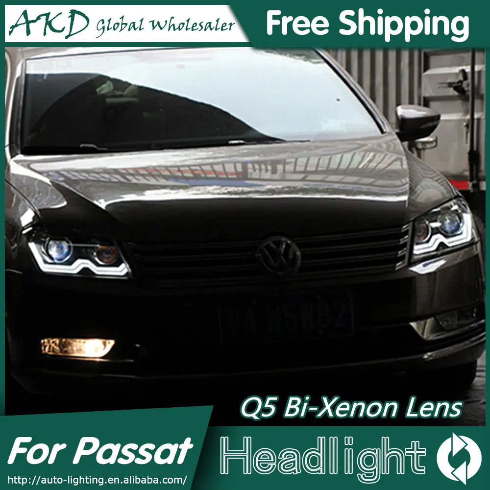 1AKD автомобильный Стайлинг для Passat B7 светодиодный фары 2012 2015 VW DRL Bi Xenon объектив