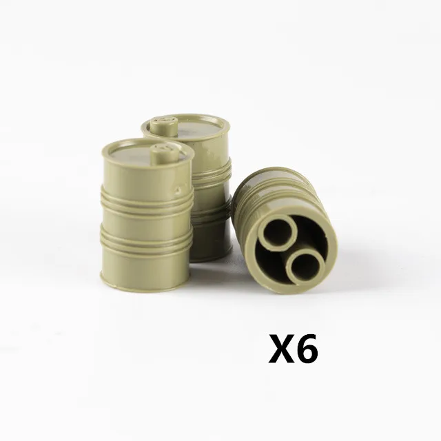 OilDrum-6PCS WW2 Военная игрушечное оружие строительные блоки Sentry port Oil Barrow Cart корабль армейская камуфляжная лодка город МОС серия кирпичные игрушки C128 - Цвет: OilDrum-6PCS