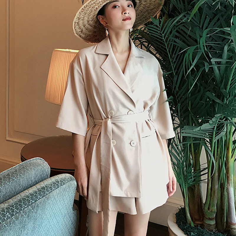 BornSra повседневный комплект из 2 предметов женские короткие костюмы двубортный