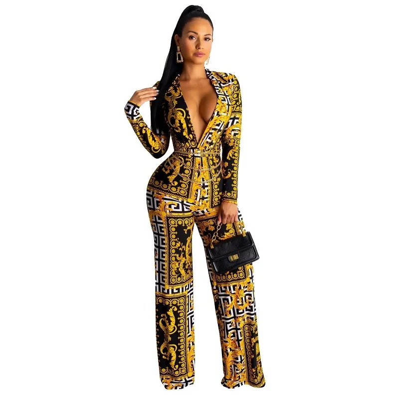 Женский комбинезон с длинным рукавом и V образным вырезом|Женские комбинезоны| |