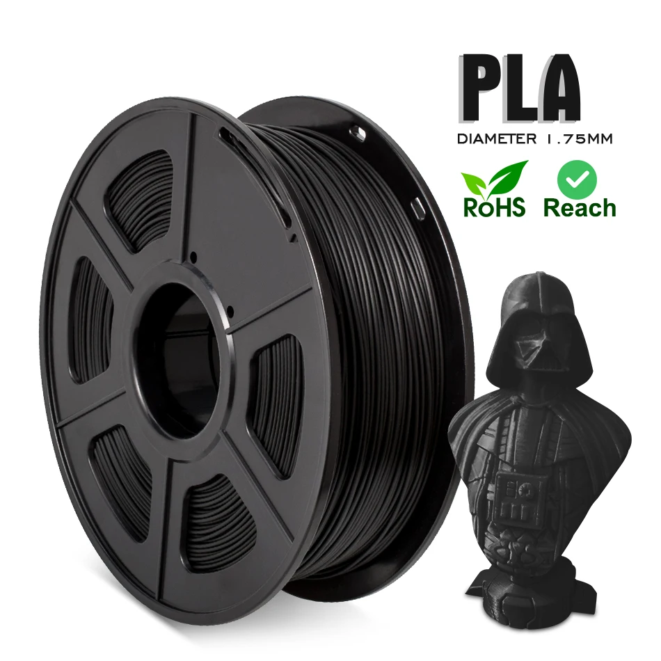 Черный PLA Филамент для 3D принтера 100% без наполнителя 3d печати 1 кг 75 мм быстрая