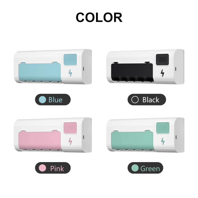 

UV Toothbrush Holder Self-Adhesive Automatic Toothpaste Dispenser Toothbrush Storage Box Storage Holder USB Charge 1500mAh
