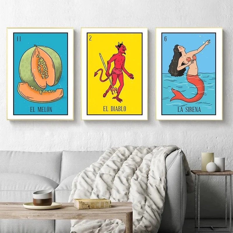 

Nordic Abstract Mexican Tarot Wall Art Pictures Canvas Painting Colorful Lottery Posters and Prints Living Room Home Decoration