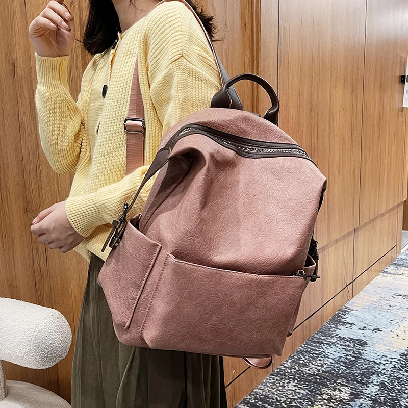 

Woman Leather Backpack High Quality Large Capacity Travel Backpack Sac A Dos School Bags for Teenage Girls Rucksack 2022 New