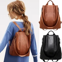 vintage leather anti theft backpacks for women fashion school business backpacks large capacity doublesingle shoulder backpack