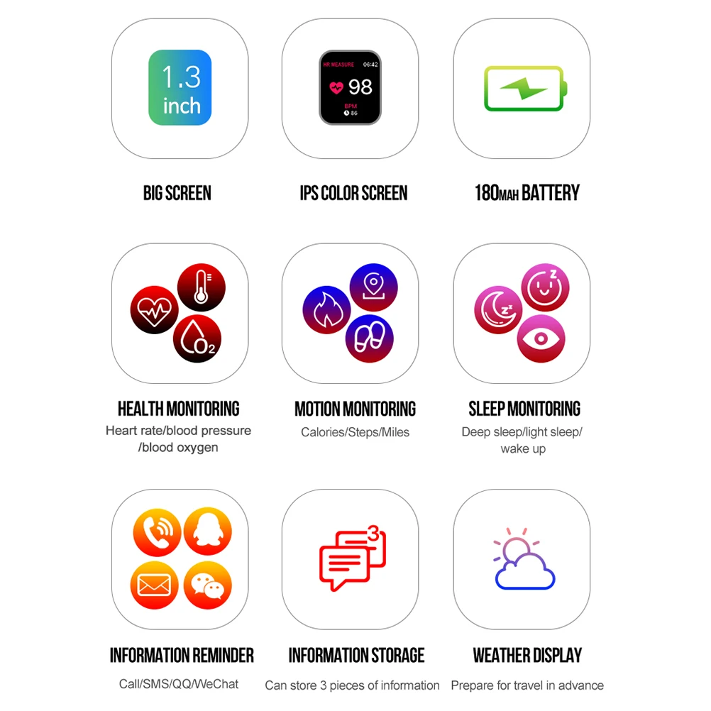

Smart Watch with three-axis sensor 2020 Heart Rate Blood Pressure Smartwatch Bluetooth Connect Fitness Movement For Android IOS