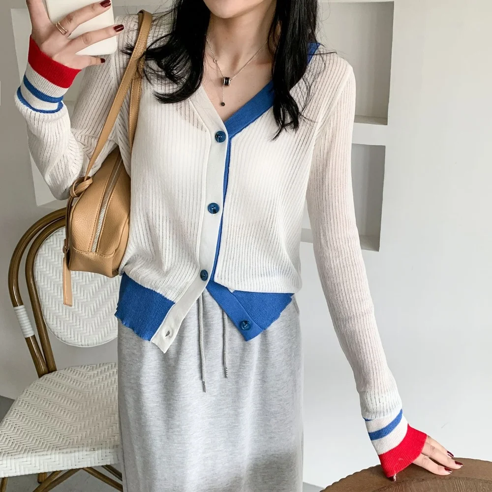 Женский свободный кардиган с V-образным вырезом в Корейском стиле |