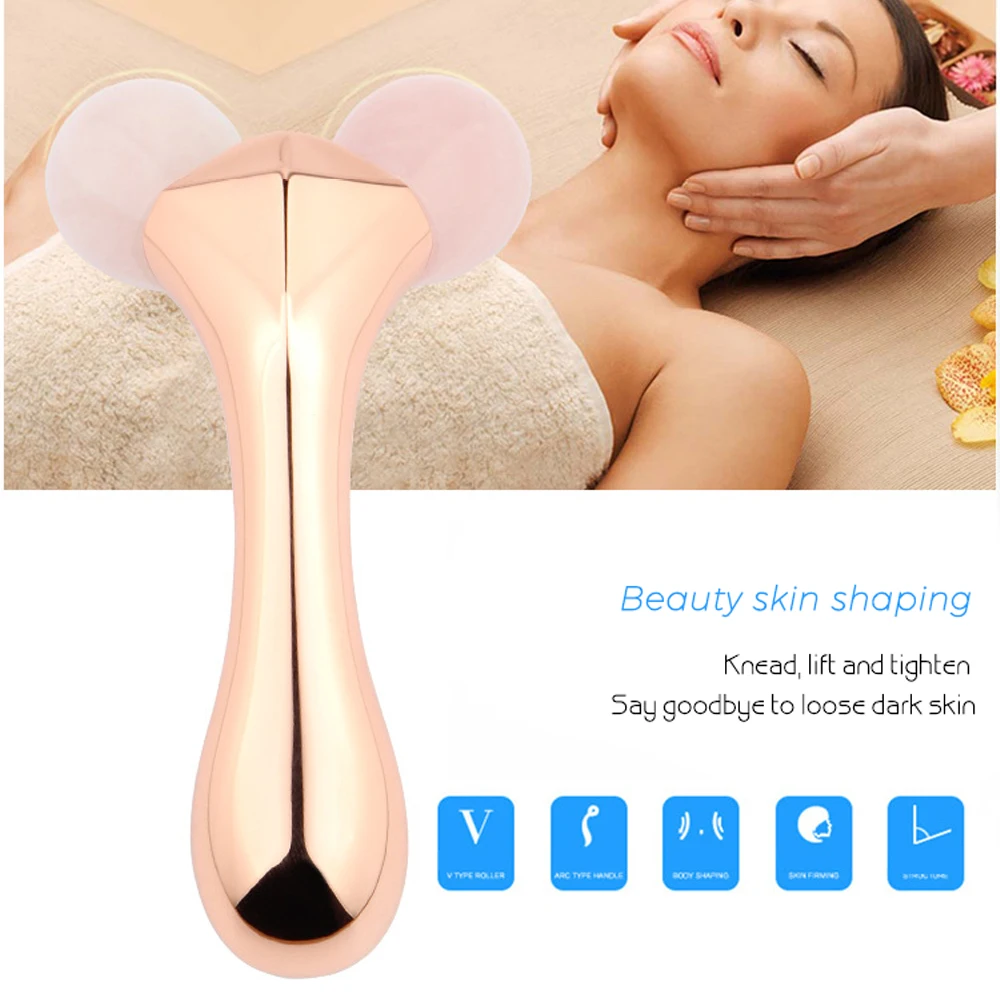 

3D Facial Massager Roller Crystal Jade Face Lift Roller Relaxation Roller Stone Natural Rose Quartz Beauty Skin Tool XA16Z