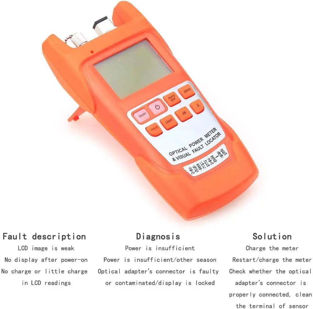 All-IN-ONE Fiber Cable Tester20 mw Optical power meter -70 to +10 dBm Light Power Red Light Source One Machine Orange