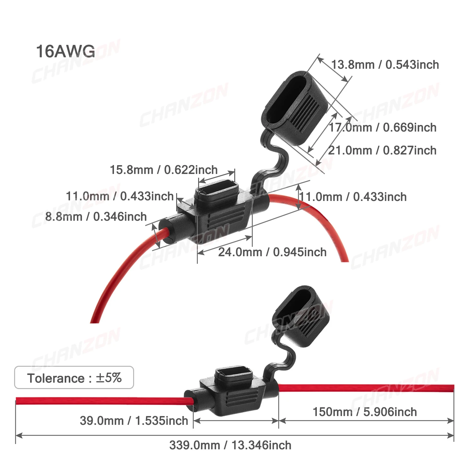 Автомобильный мини-предохранитель 12 В 32 16 AWG 5 шт.