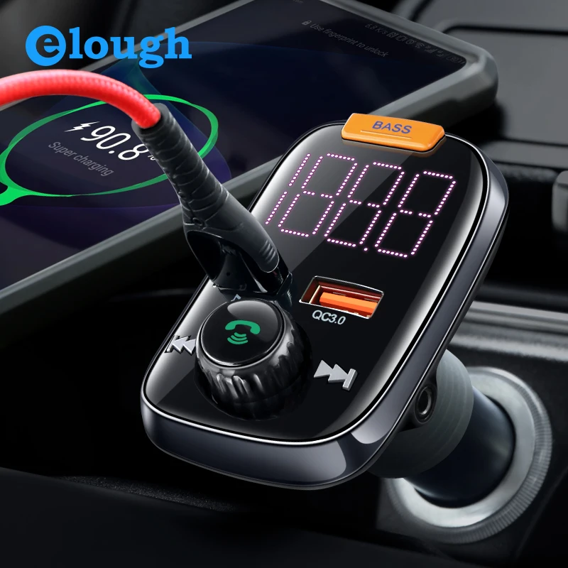 Автомобильное зарядное устройство Elough USB Quick Charge 4 0 3 QC QC4.0 Bluetooth fm передатчик