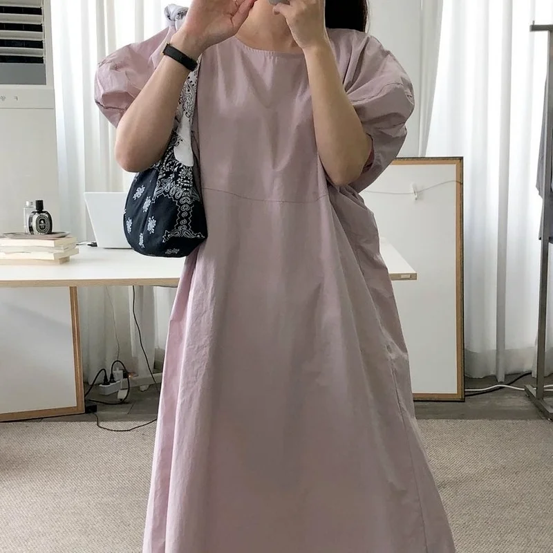 Шикарное повседневное длинное платье для женщин летнее однотонное Хлопковое с