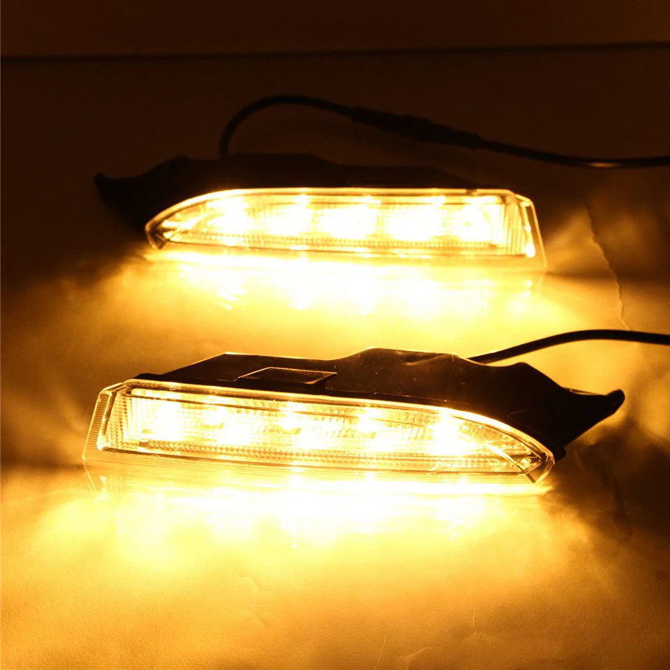 

Car Light 12V LED DRL For Volkswagen VW Scirocco R 2010-2014 LED Daytime Running Light Daylight Driving Turn Signal Yellow Light