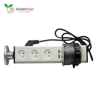 Kitchen Hidden Desktop Power Socket Retractable Pop Outlets  Hexagon Israeli Plugs USB Ports For Phone Home Office