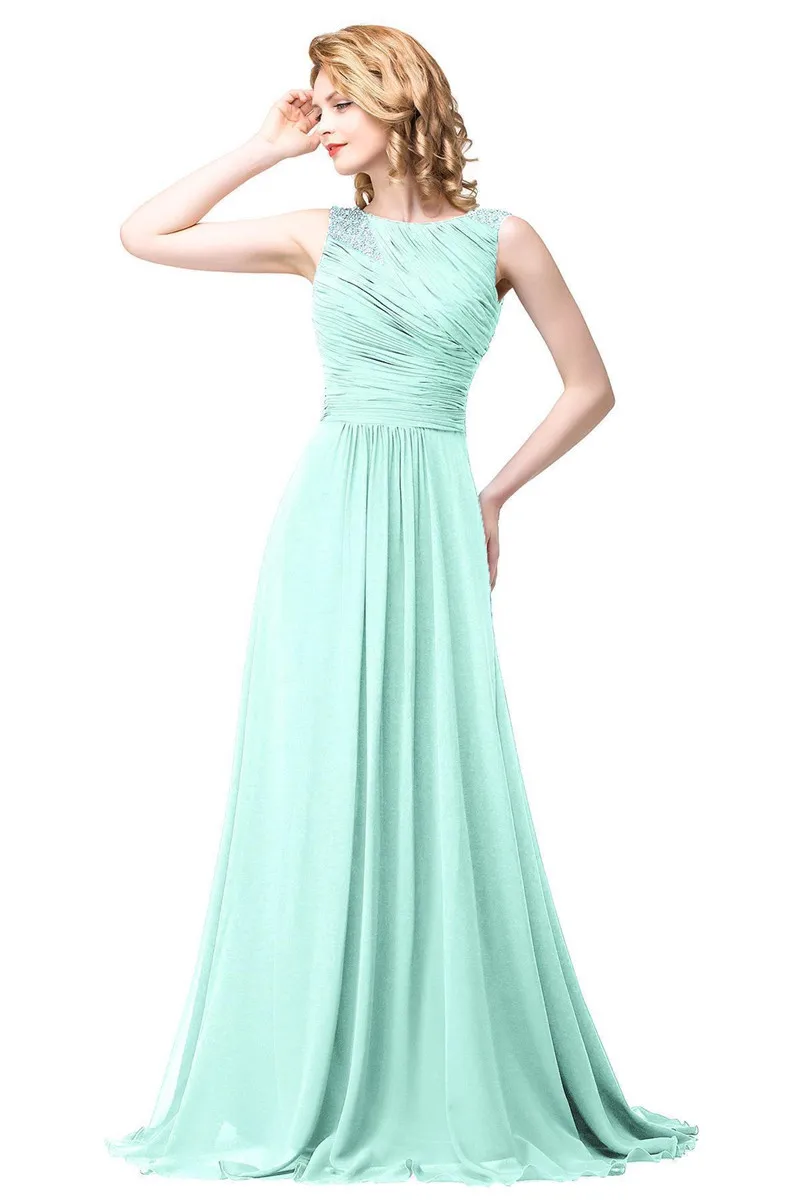 Новое поступление Элегантное Длинное Вечернее Платье трапеция с бусинами