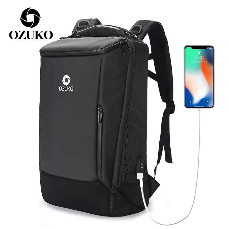 OZUKO многофункциональный мужской рюкзак с водонепроницаемым чехлом от дождя модная деловая дорожная сумка 17," рюкзаки для ноутбука школьные сумки