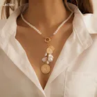 Женское Ожерелье-чокер laceso, винтажное ожерелье с кулоном из искусственного жемчуга, резной монета Статуя Девы Марии дюйма, Ювелирное Украшение