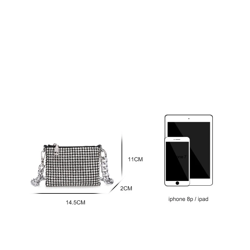

2021 Women's Trend Fashion Diamond Luxury Designer Brands Purses And Handbags Chain Crossbody Mobile Mini Bag De Luxe Femme