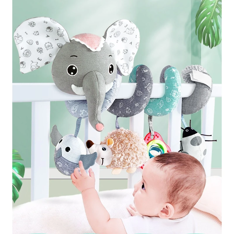 

Hanging Bell Crib Stroller Toy with Teething for Baby 1M+ Chewing Hand Shaking