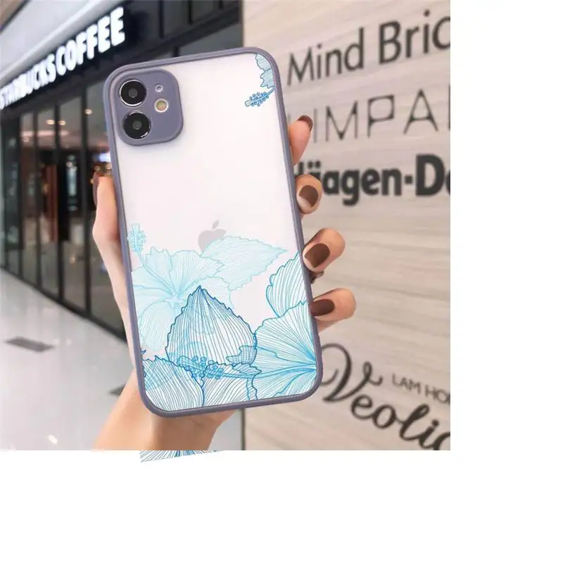 

Watercolor flowers gold leaves Phone Cases Matte Transparent for iPhone 7 8 11 12 s mini pro X XS XR MAX Plus cover funda