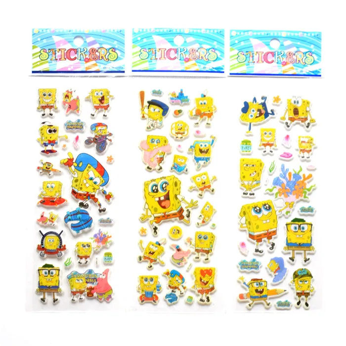 SpongeBob 3 шт Пузырьковые наклейки 3D пена мультфильм анимация вокруг детей милые наклейки Пуффи наклейки детские игрушки Сделай Сам девочки подарок на день рождения - Цвет: SpongeBob