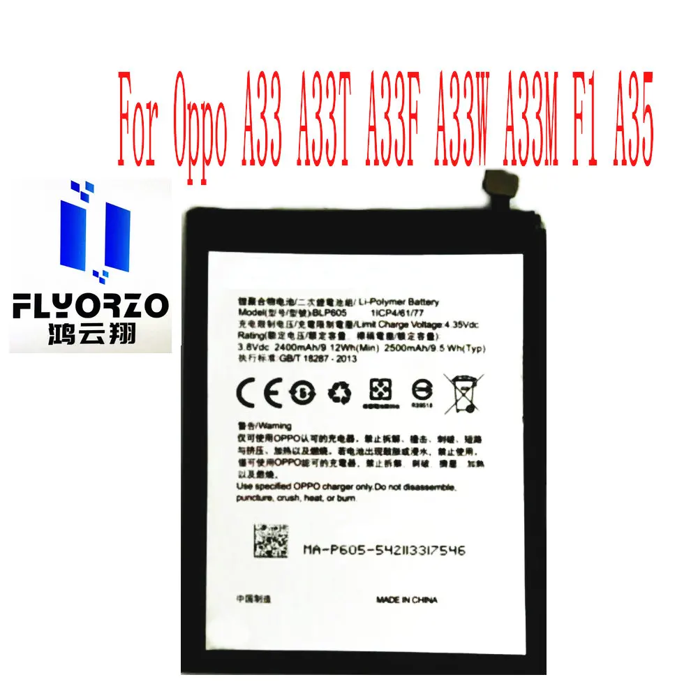 

100% Brand new high quality 2500mAh BLP605 Battery For Oppo A33 A33T A33F A33W A33M F1 A35 Mobile Phone