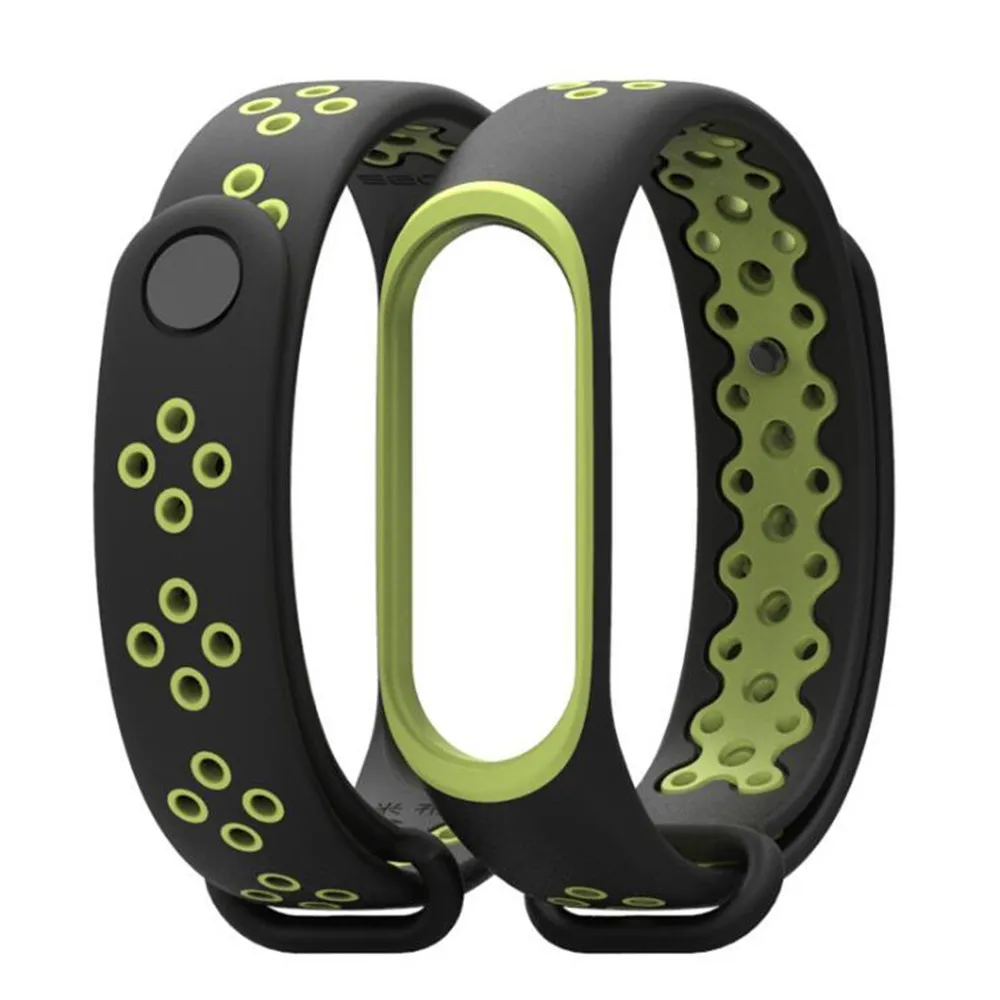 Black green Ремешок mi Band 3 4, спортивные силиконовые часы, браслет на запястье, аксессуары, браслет mi band 3, умный Браслет для Xiaomi mi, ремешок 3 4 - Цвет: Black green