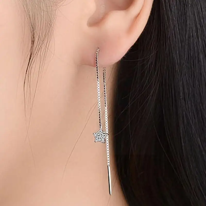 Длинные висячие серьги со звездой и Луной кисточками модные женские свадебные