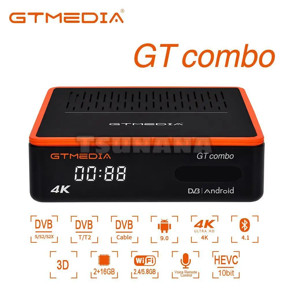 Satellite TV Receiver GTMEDIA GT Combo DVB-S2/T2/C ccam BT4.1 4K 8K Android 9.0 2G+16G BOX M3U Ccam built-in WiFi | Электроника
