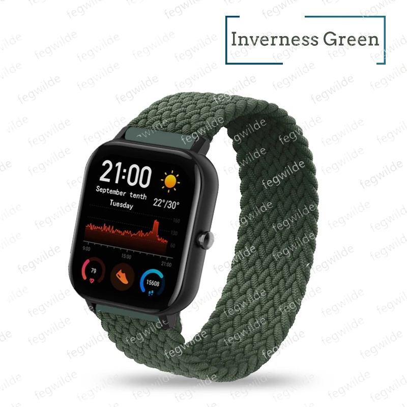 Плетеный соло петля ремешок для Xiaomi Amazfit Gts2 Bip Pace Gtr 42/46 мм наручных часов Garmin Vivoactive3