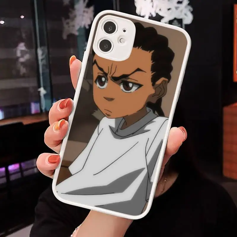 

Huey Freeman Boondocks Phone Case Matte Transparent for iPhone 7 8 11 12 s mini pro X XS XR MAX Plus cover funda