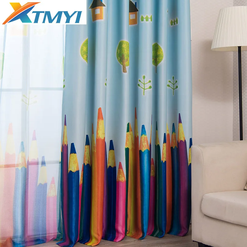 XTMYI Мультяшные голубые затемняющие шторы для мальчиков/девочек детской спальни с