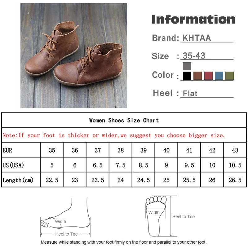 

Women Genuine Leather Ankle Boots Ladies Retro Shoes Woman Flats Lace Up Lightweight Soft Bottom Sewing Women's Shoes
