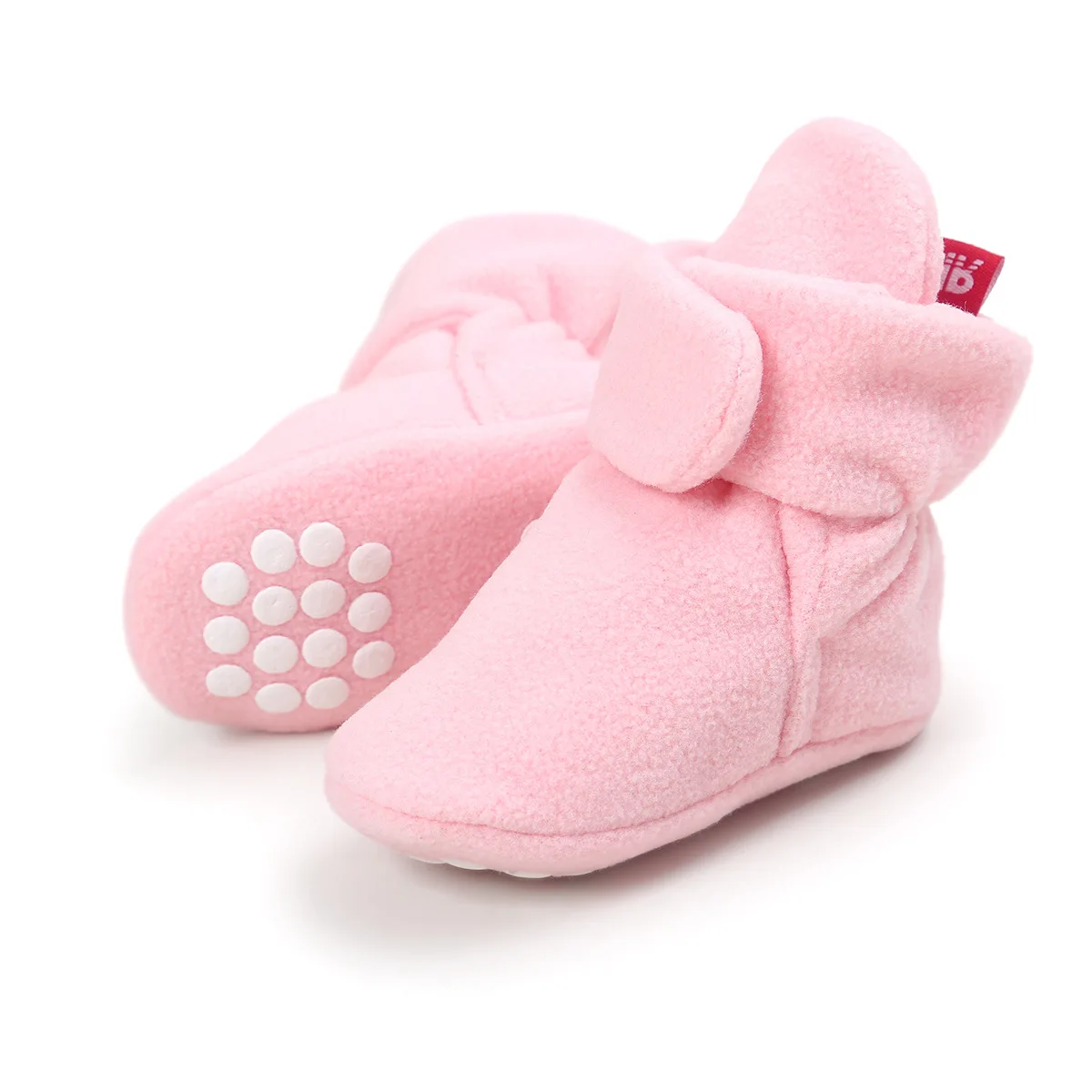 

New Autumn Winter Baby Booties Soft Sole Infant Toddler First Walkers Baby Crib Shoes Fleece Leopard Solid Color Foot Socks