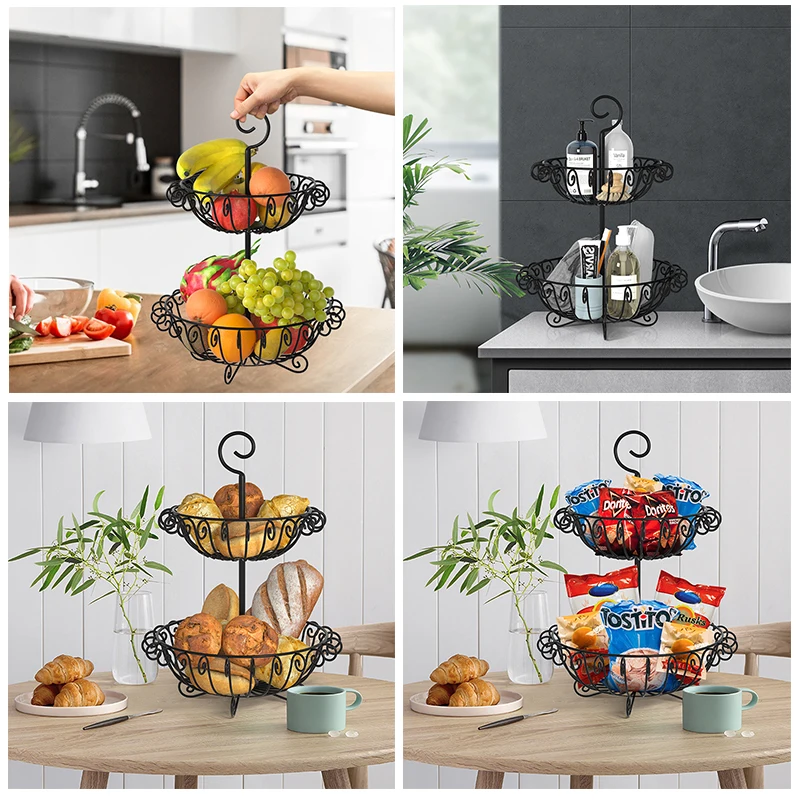 Корзина для фруктов полка хранения 2 шины самодизайнерский органайзер съемная