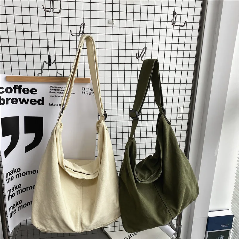 

SICECD Women Canvas Shoulder Bags Large Capacity Solid Handbag Thick Cotton Cloth Books Tote Crossbody Bag Ladies Travel Purse