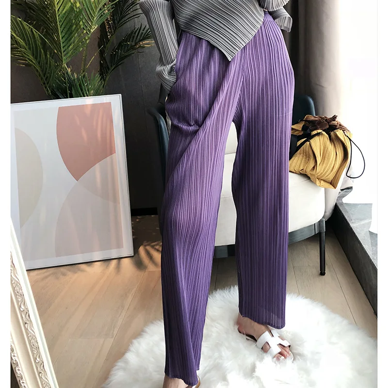 

Issey Miyake designer women's pleated classic straight-leg pants women's high-waisted thin high-waisted wide-leg pants