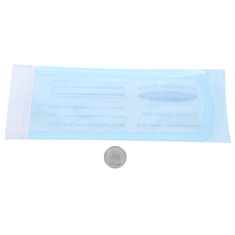 

200 PCs Self-Sealing Bag Dental Supplies PVC Pouch Transparent Film Blue for Sterilisatio