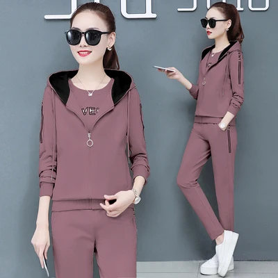

Leisure 3 Piece Set Women Sportswear Jacket&pants Loose Women's Tracksuits Ensemble Femme Survetement Matching Sets